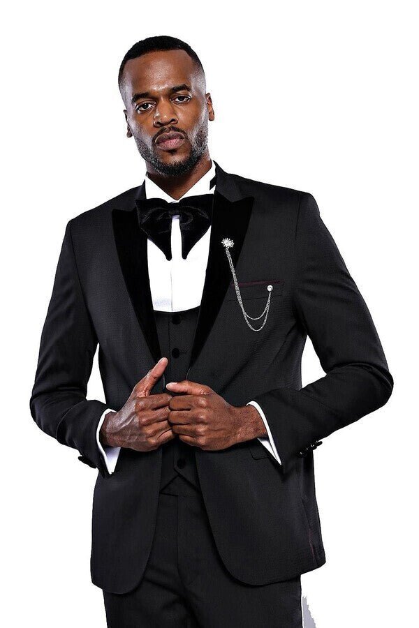 Patterned Jacket Black Men's Tuxedo