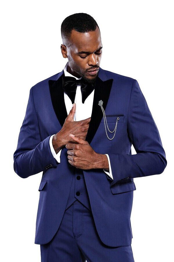 Detachable Lapel Blue Men Tuxedo
