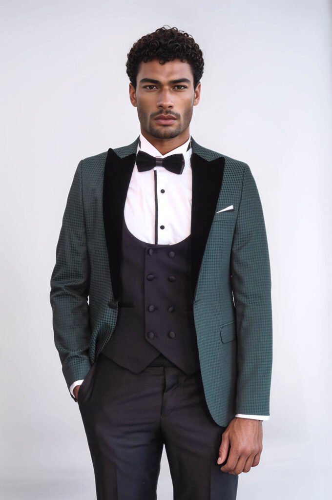 Plaid Patterned Green Tuxedo