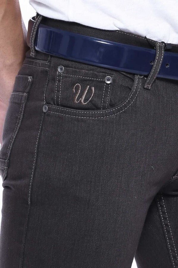 Washed Fabric Brown Men Jean Pants