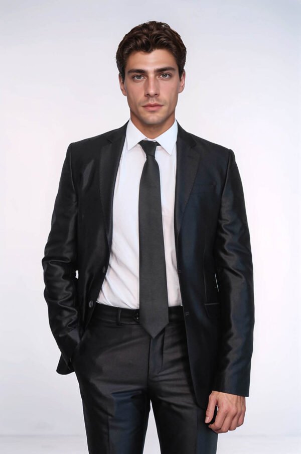 8 Drop Shiny Black Suit
