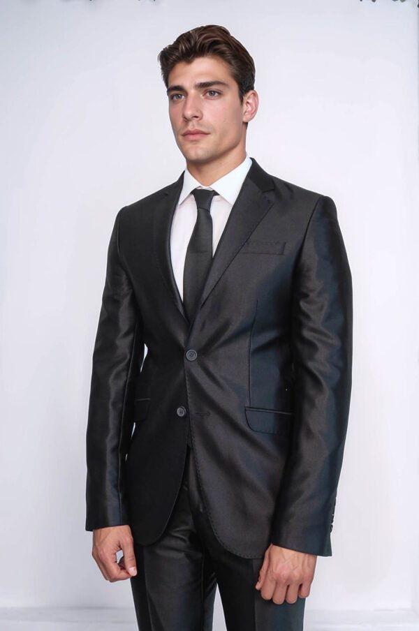 8 Drop Shiny Black Suit