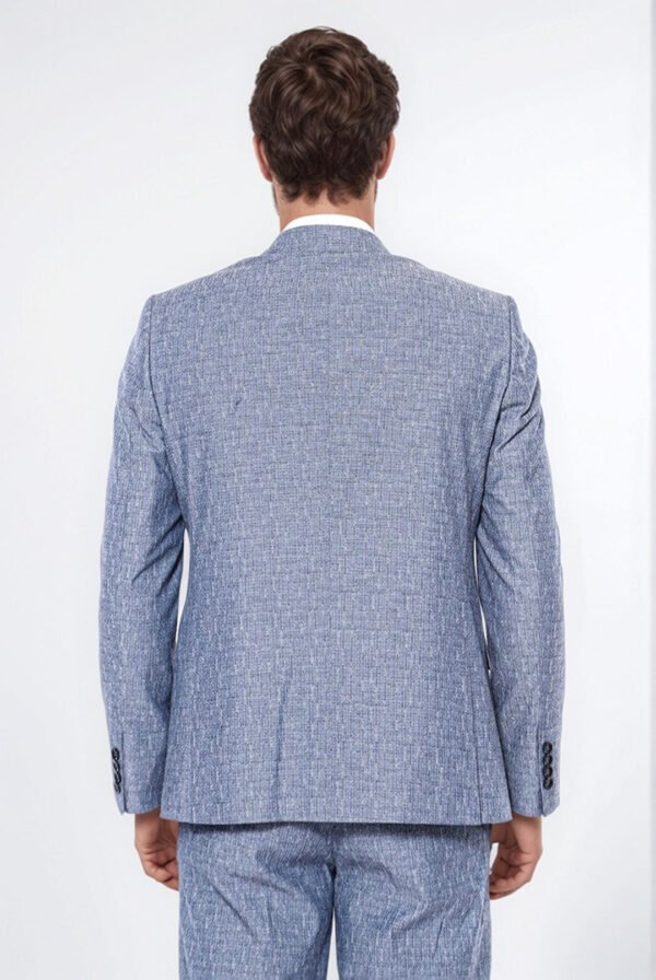 Linen Touch Blue Men's 3 Piece Suit