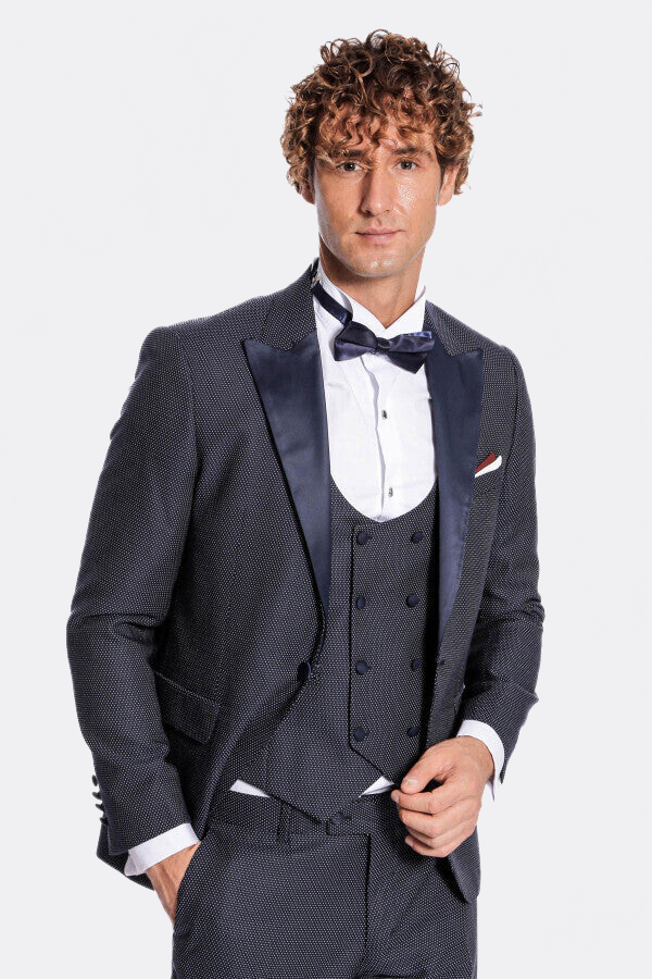 Navy Blue Tuxedo Suit
