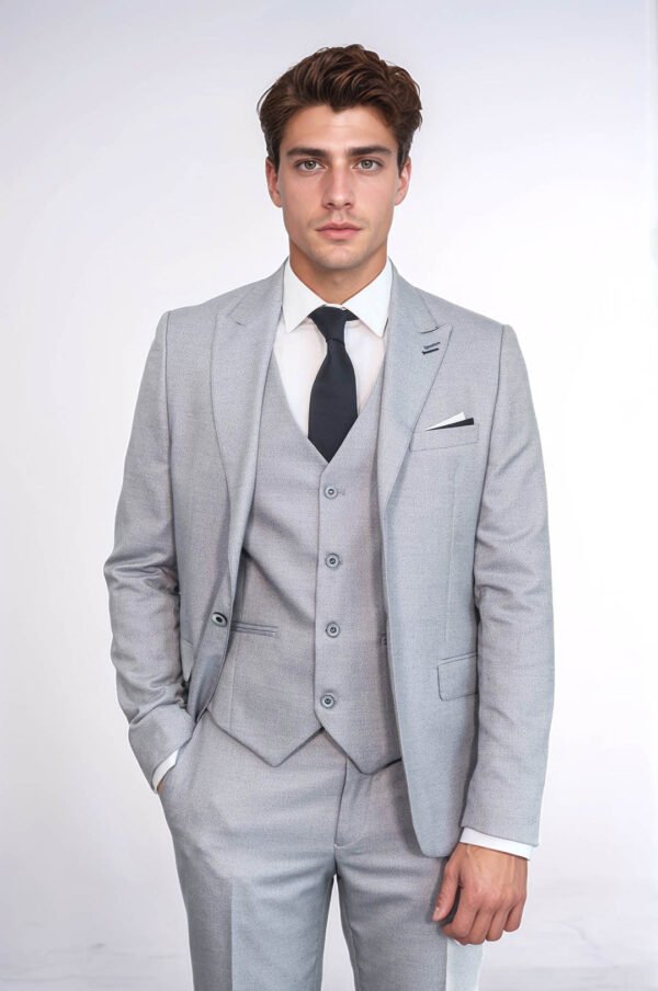 Patterned Light Blue 3 Piece Suit
