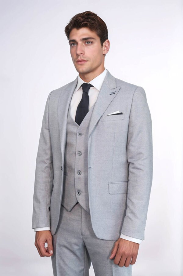 Patterned Light Blue 3 Piece Suit