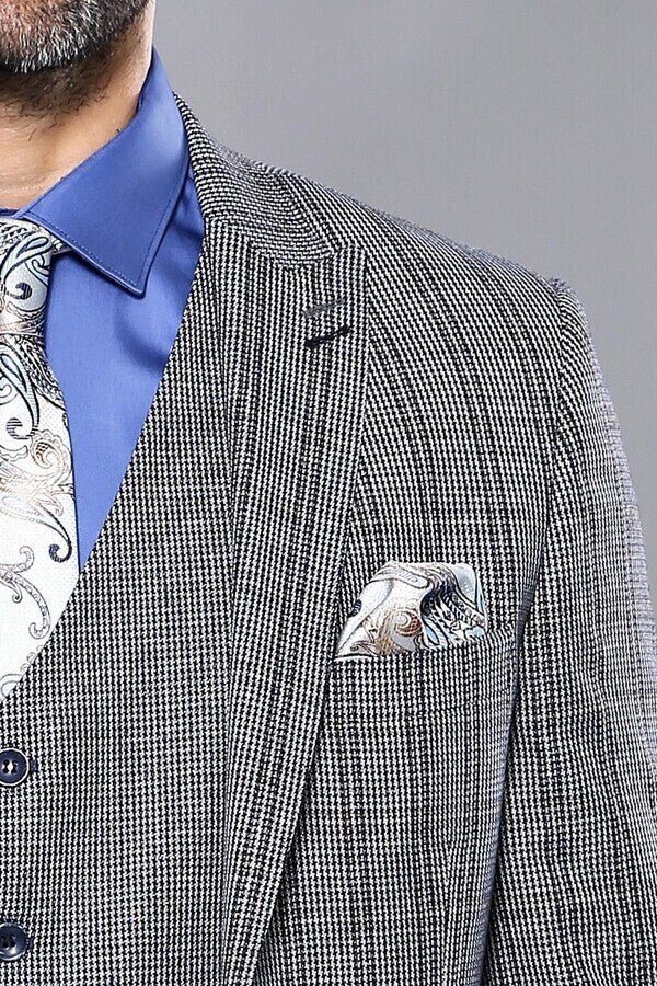 Plaid Navy Slim-Fit Vested Suit