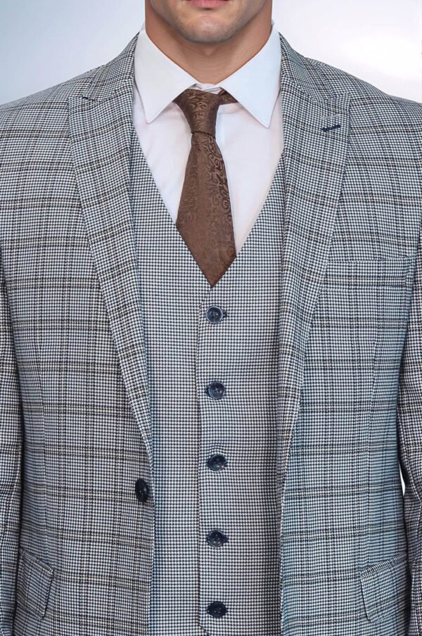 Plaid Slim-Fit Light Blue Men Suit