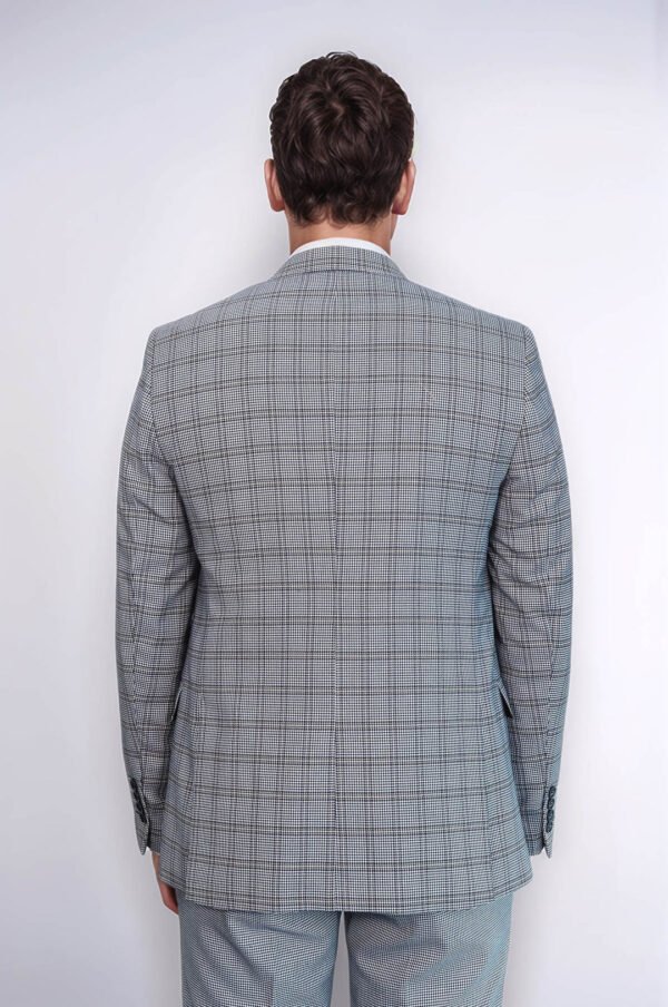 Plaid Slim-Fit Light Blue Men Suit